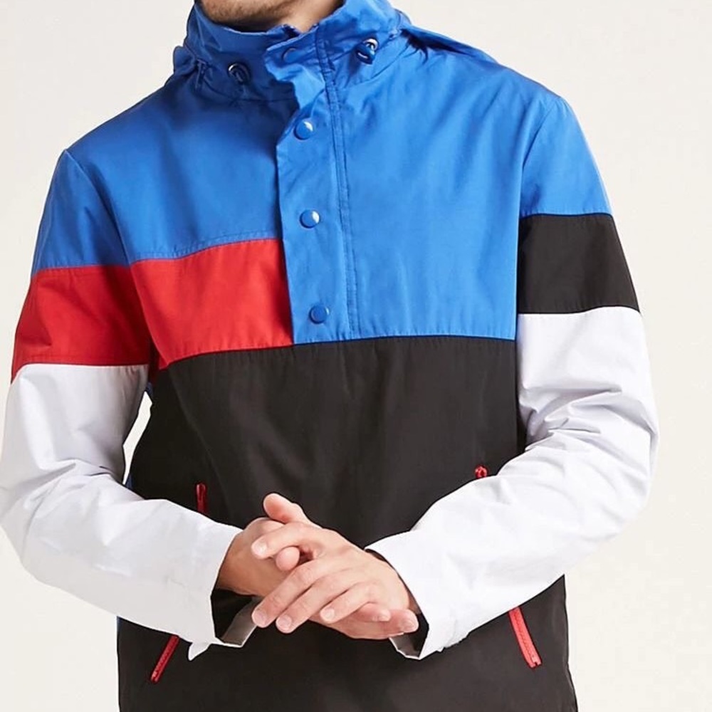 Forever 21 Men Colourblock Flag Windbreaker